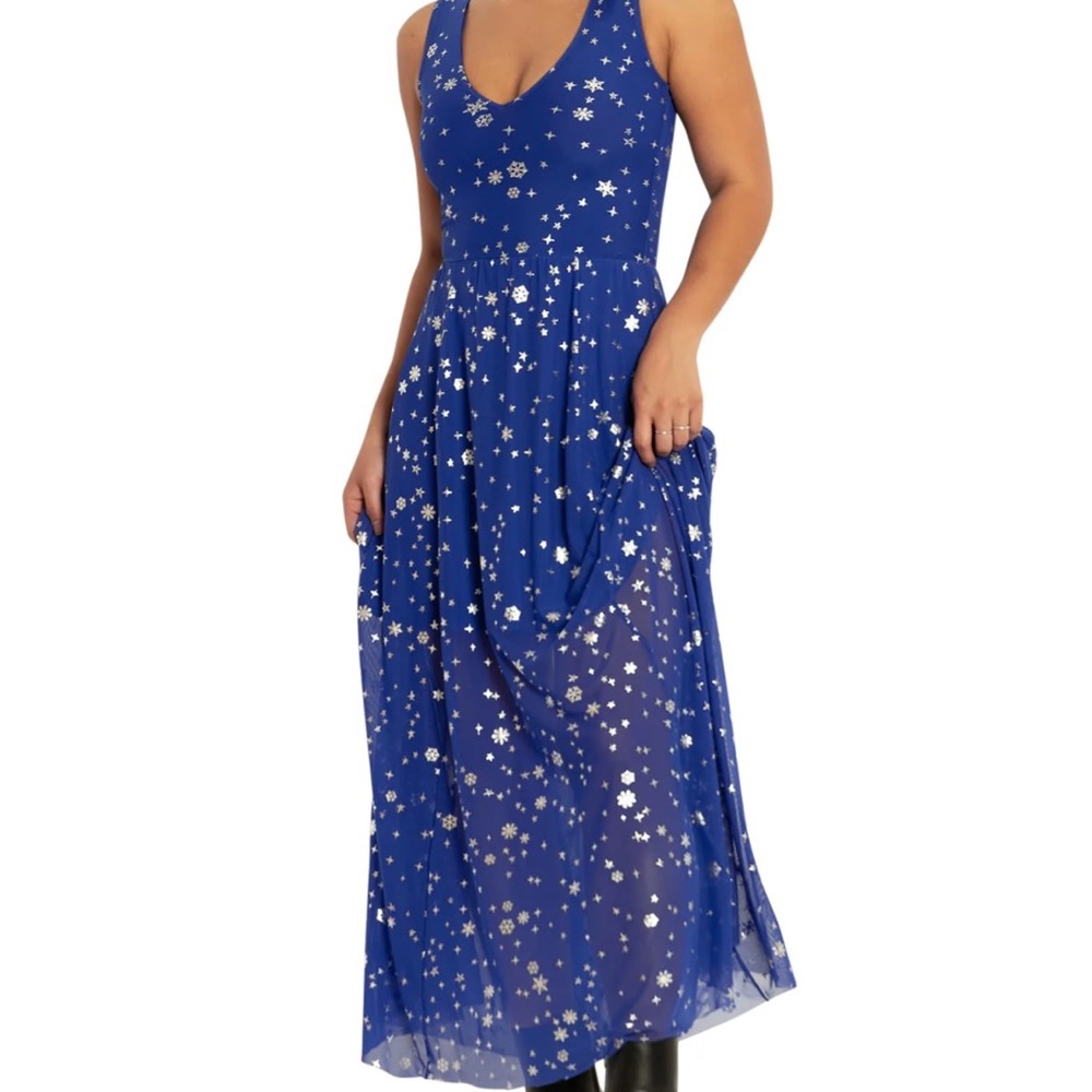 BLACKMILK Christmas Star Blue V Maxi Dress